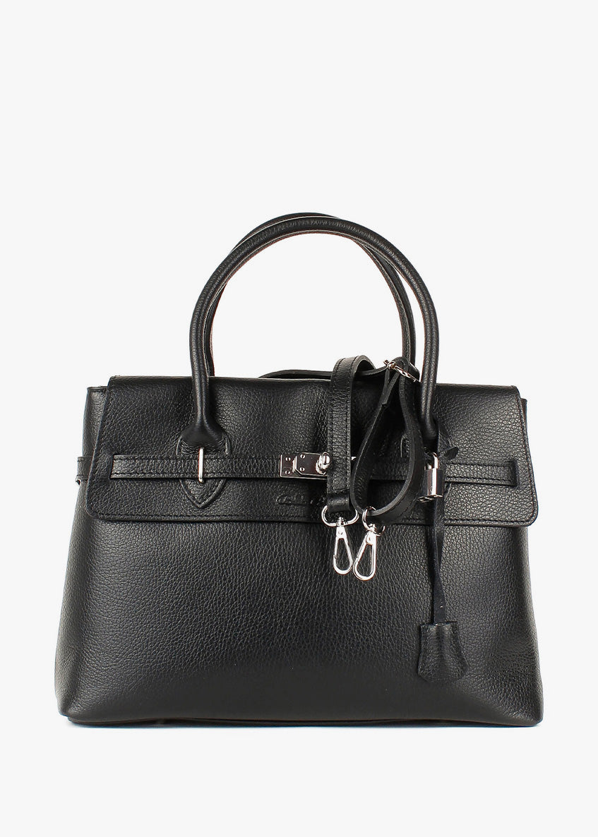 Bolso de mano de piel italiana Negro 5419-05-32