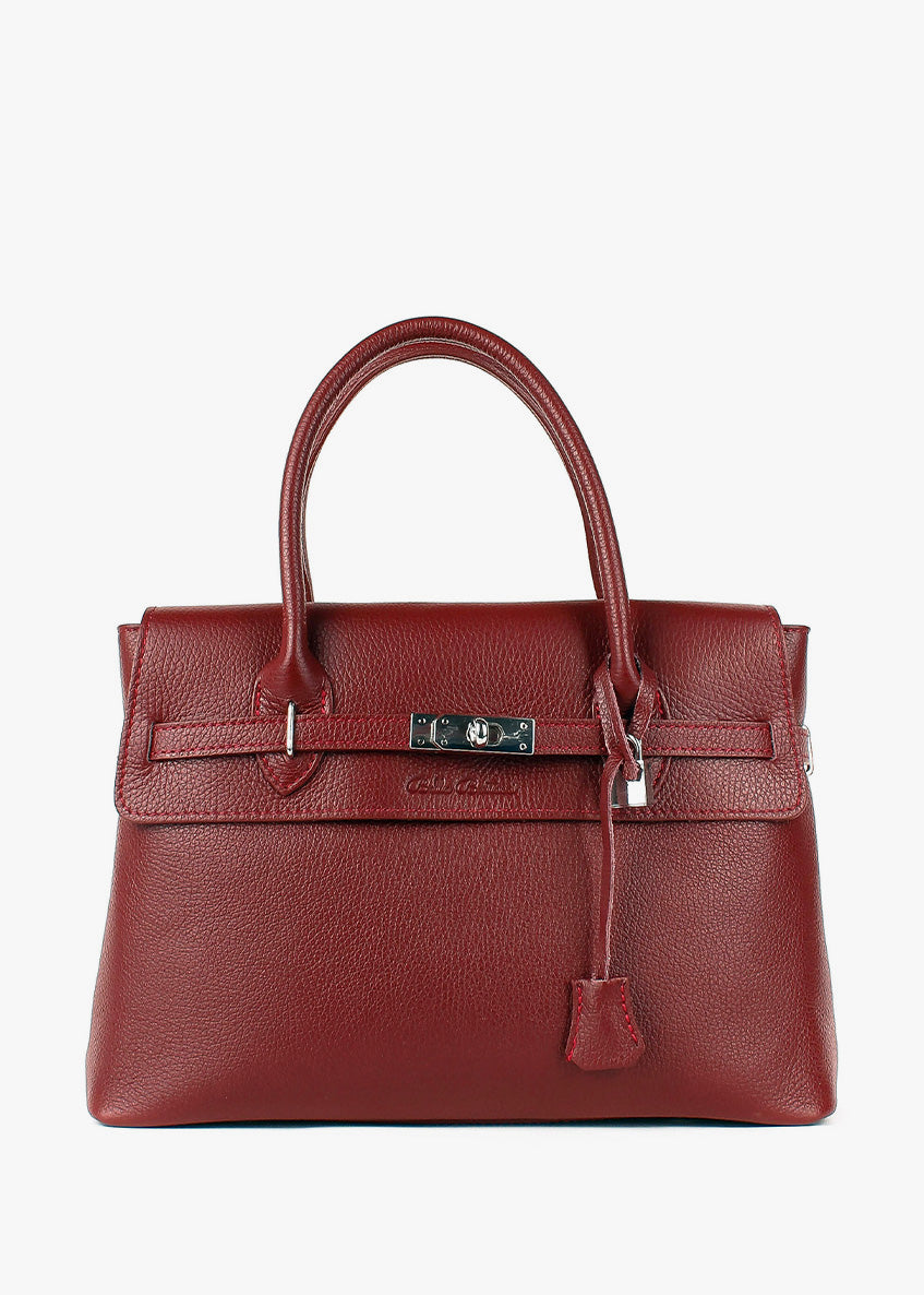 Bolso de mano de piel italiana Burgoña 5419-12-32