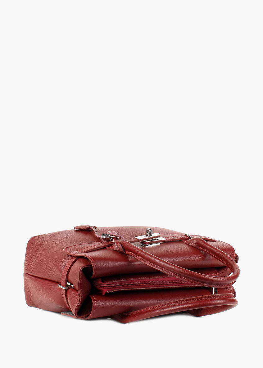 Bolso de mano de piel italiana Burgoña 5419-12-32