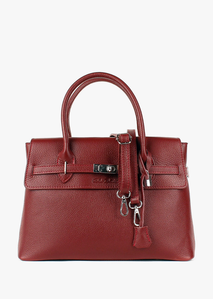 Bolso de mano de piel italiana Burgoña 5419-12-32