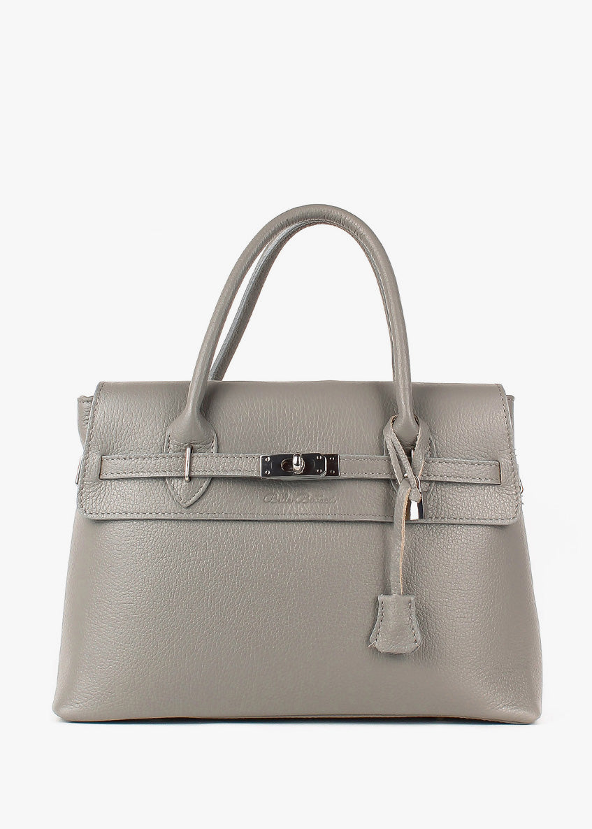 Bolso de mano de piel italiana Gris 5419-18-32