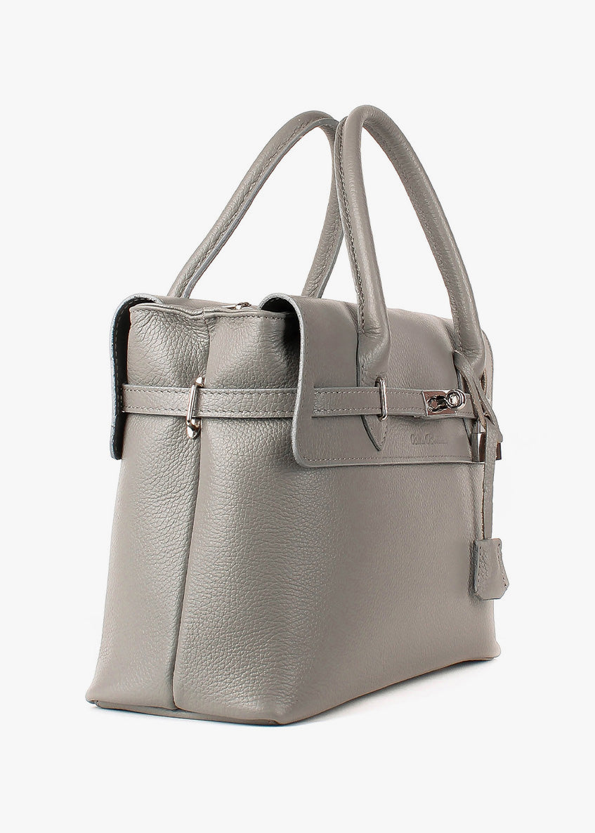 Bolso de mano de piel italiana Gris 5419-18-32