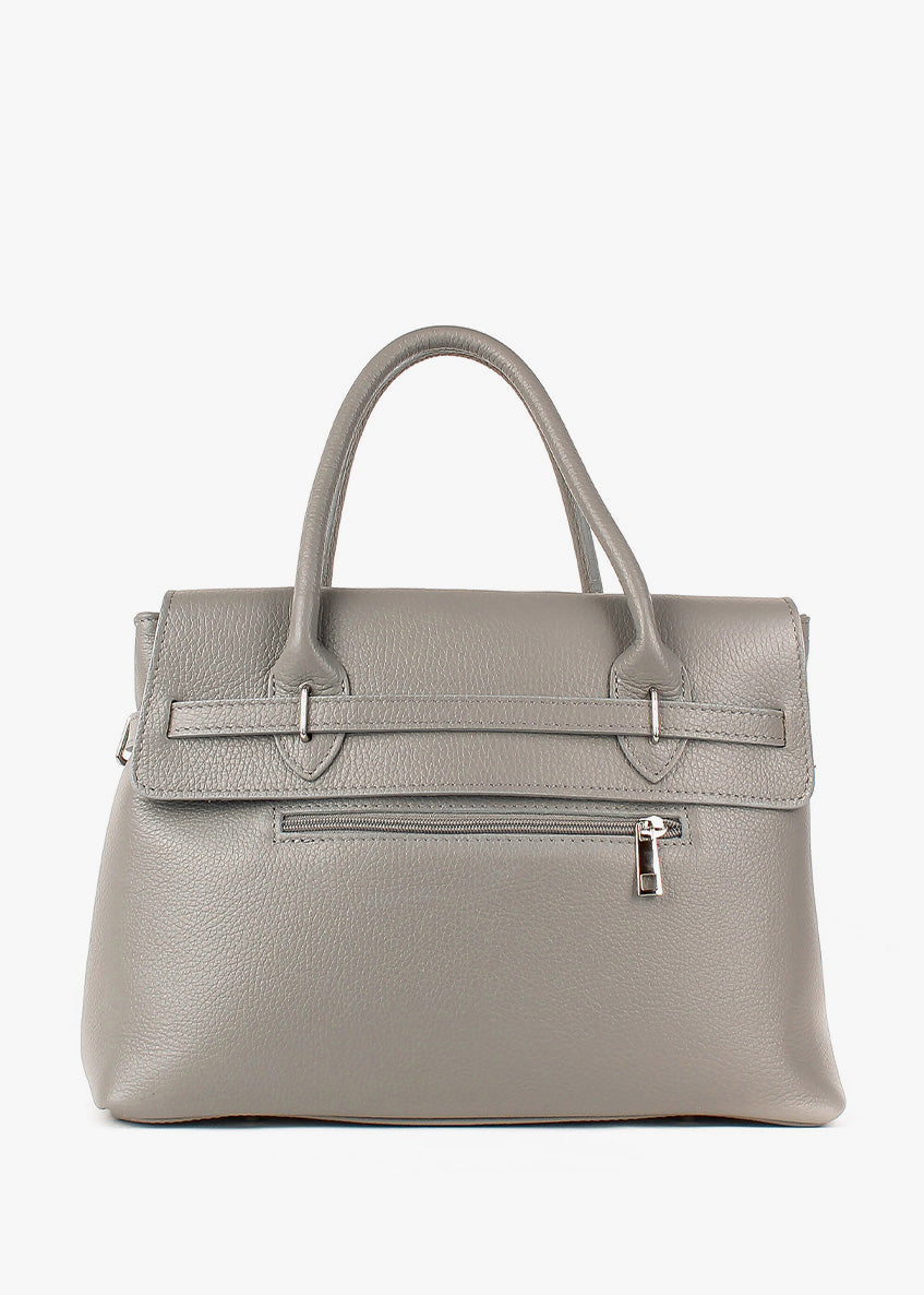 Bolso de mano de piel italiana Gris 5419-18-32