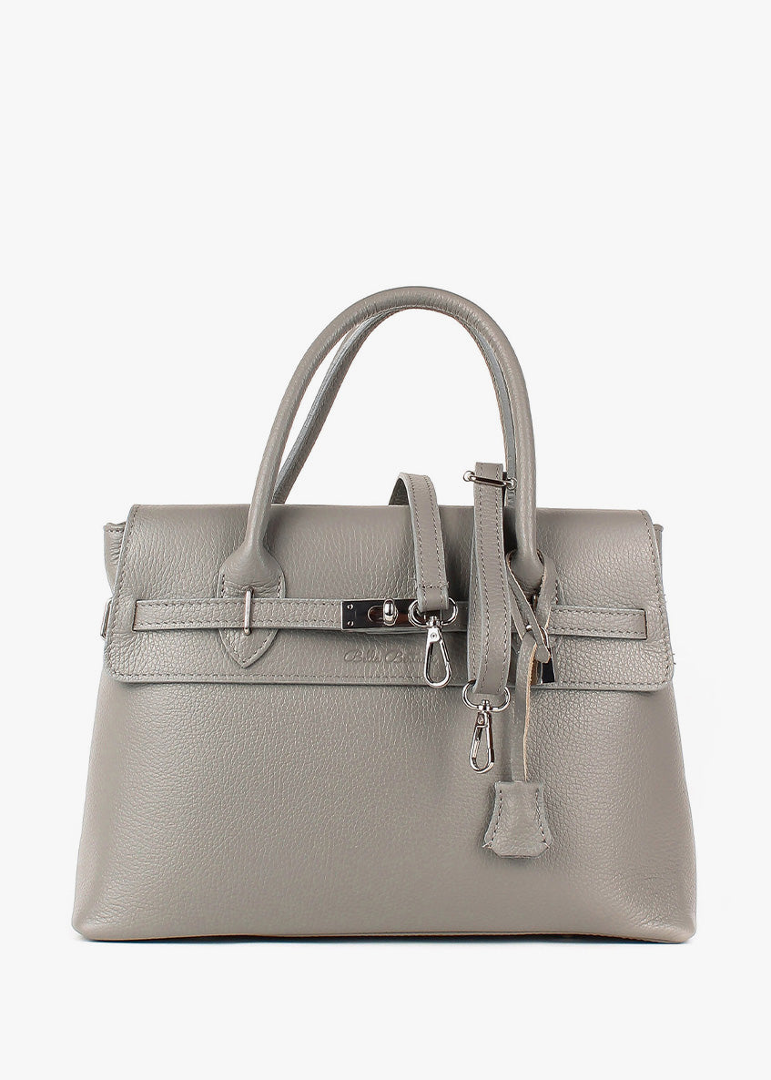 Bolso de mano de piel italiana Gris 5419-18-32