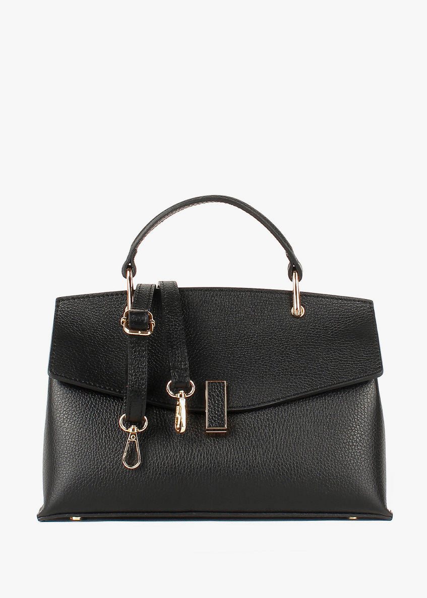 Bolso de mano de piel italiana Negro 7233-05-32