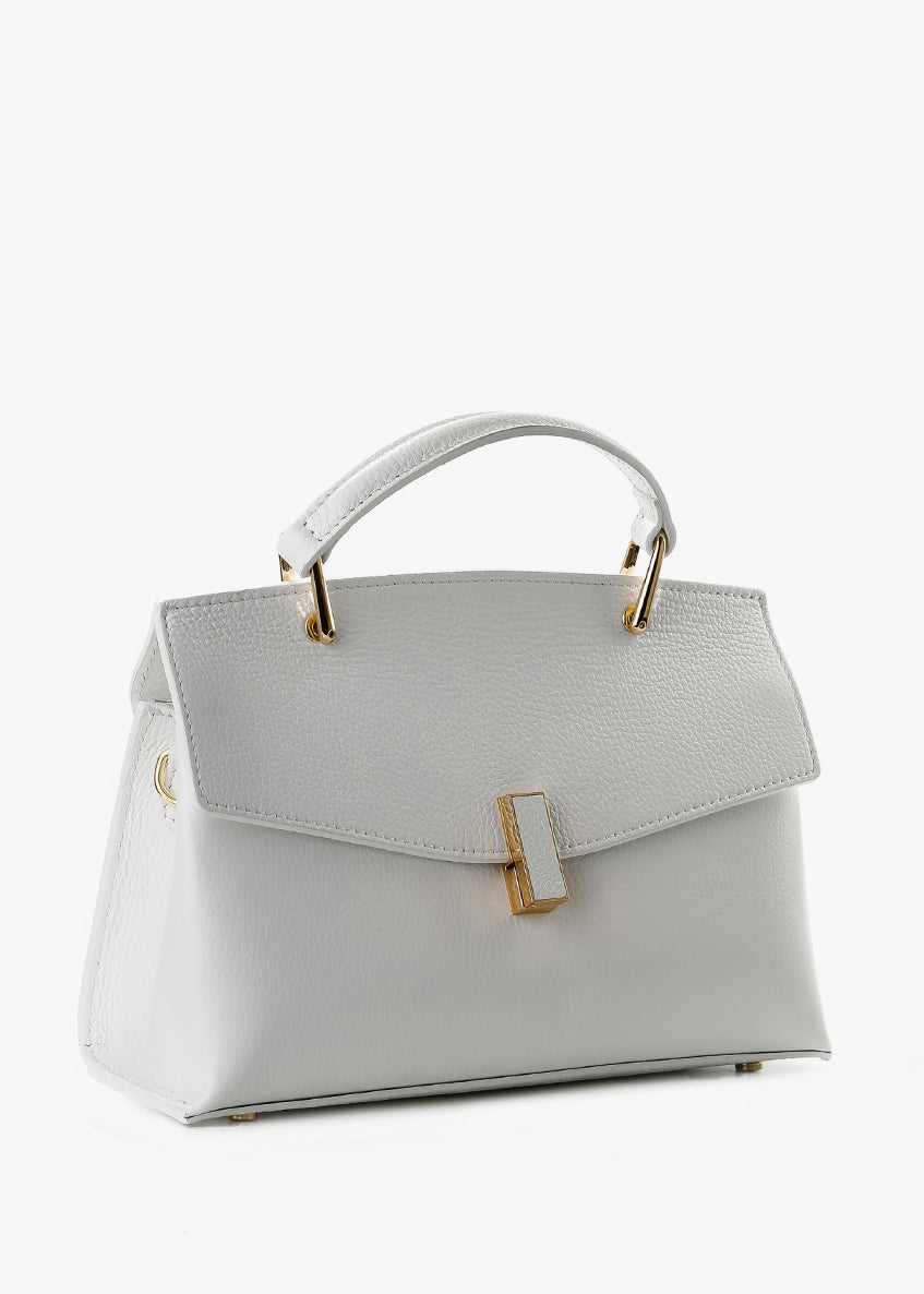 Bolso de mano de piel italiana Blanco 7233-16-32