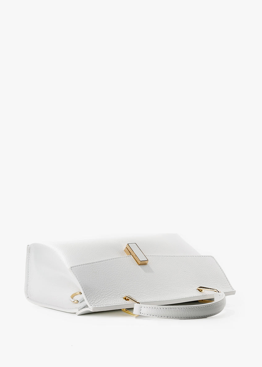 Bolso de mano de piel italiana Blanco 7233-16-32