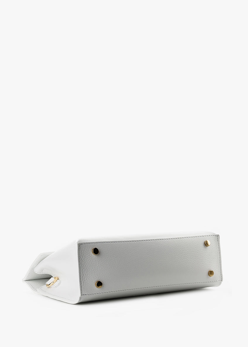Bolso de mano de piel italiana Blanco 7233-16-32
