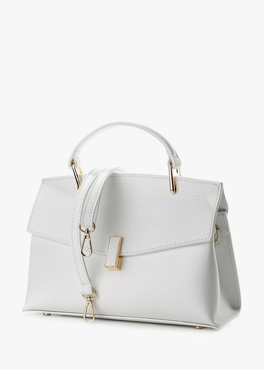 Bolso de mano de piel italiana Blanco 7233-16-32