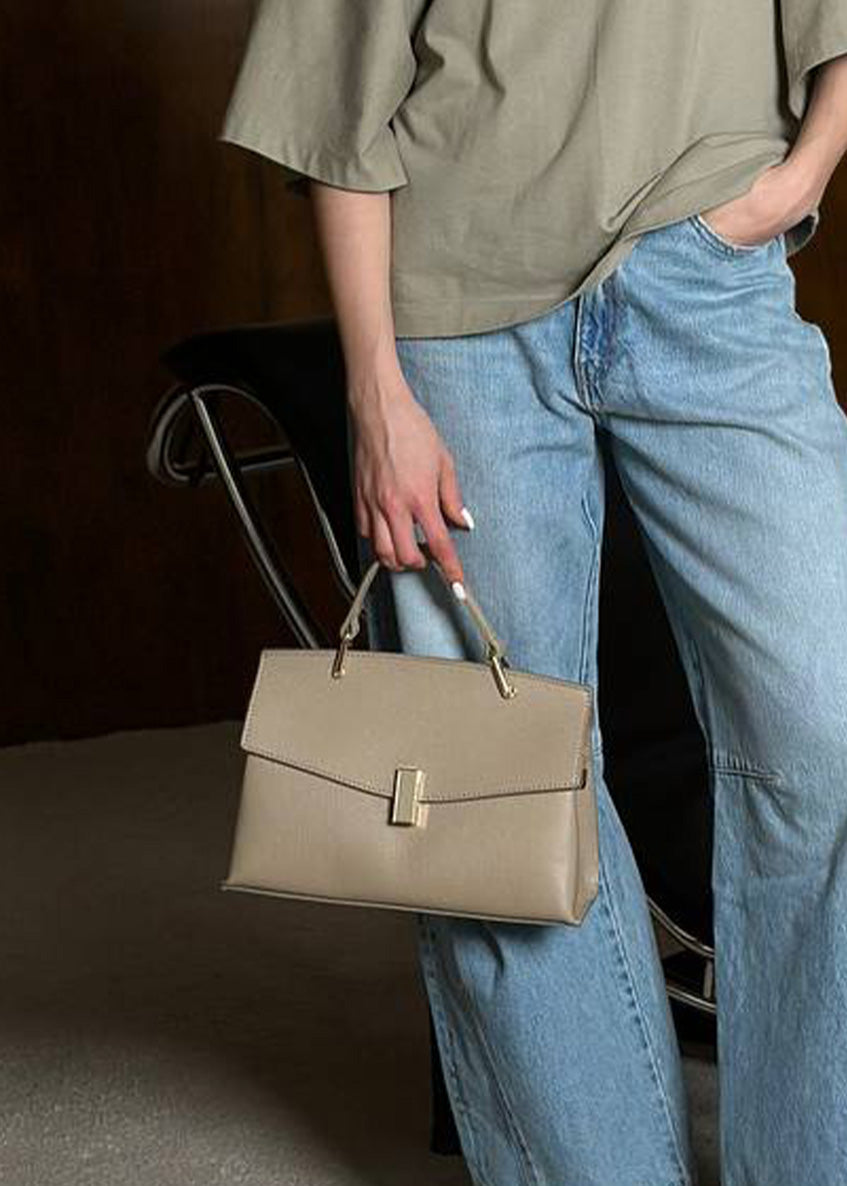 Bolso de mano de piel italiana Beige 7233-11-32