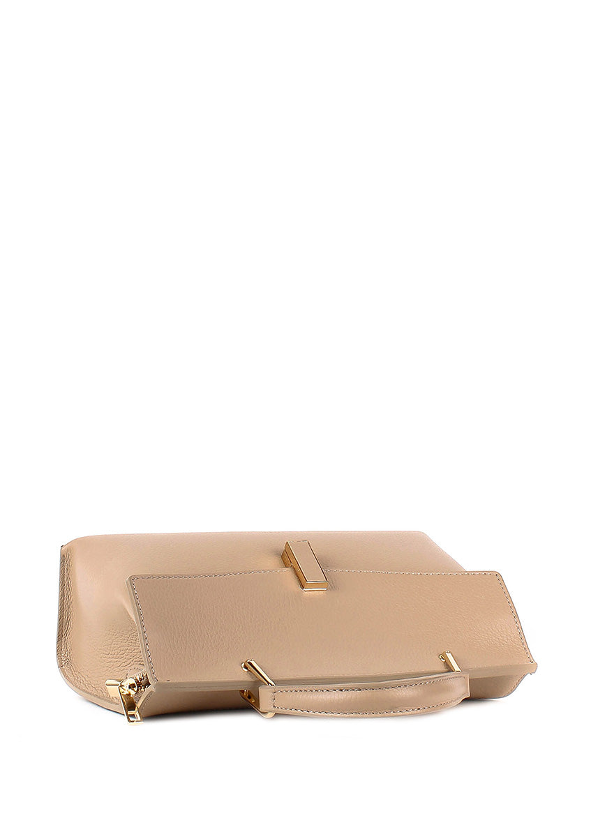 Bolso de mano de piel italiana Beige 7233-11-32