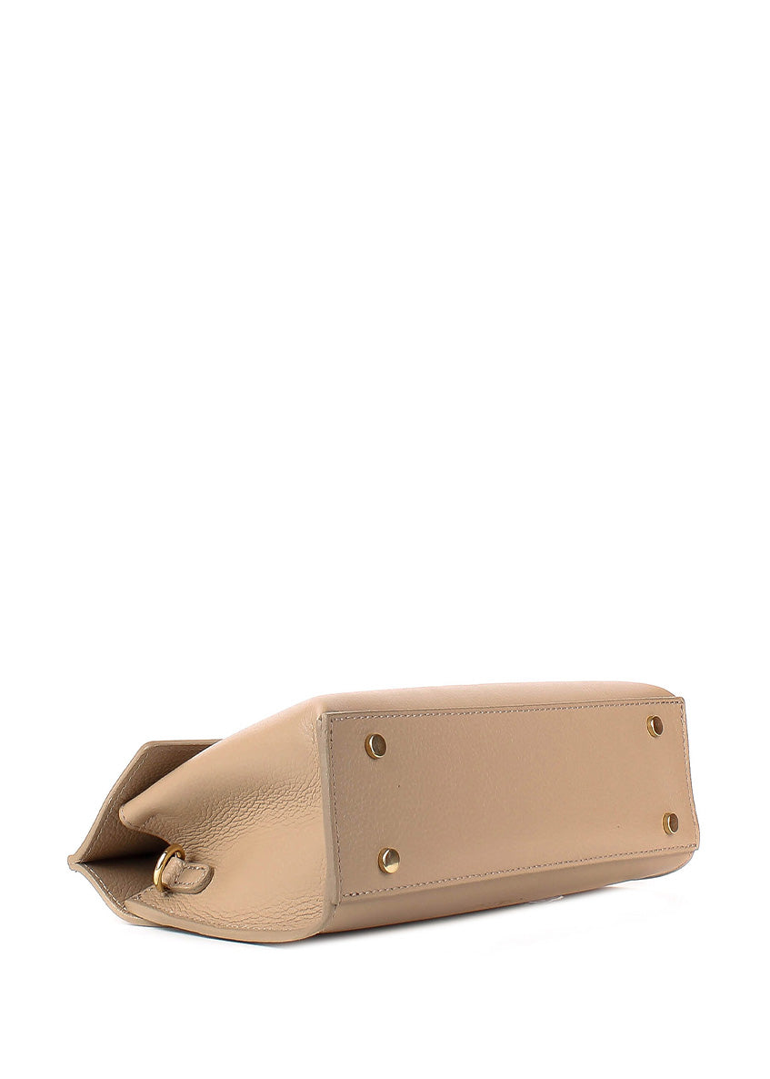 Bolso de mano de piel italiana Beige 7233-11-32