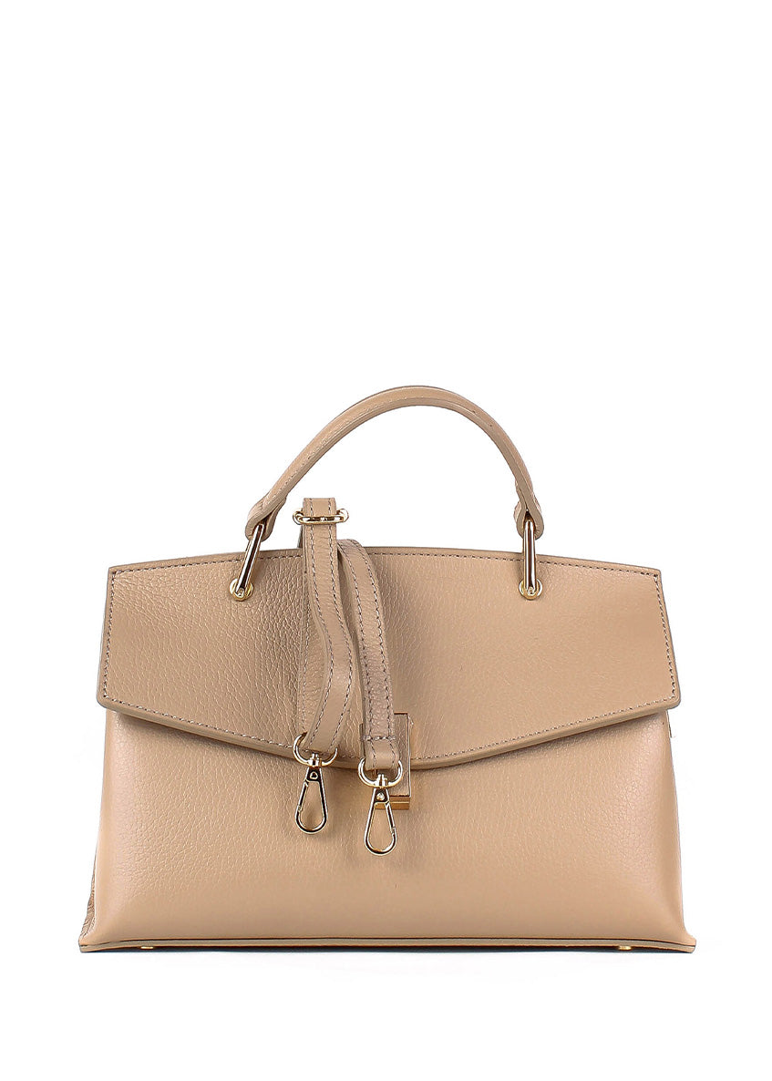 Bolso de mano de piel italiana Beige 7233-11-32