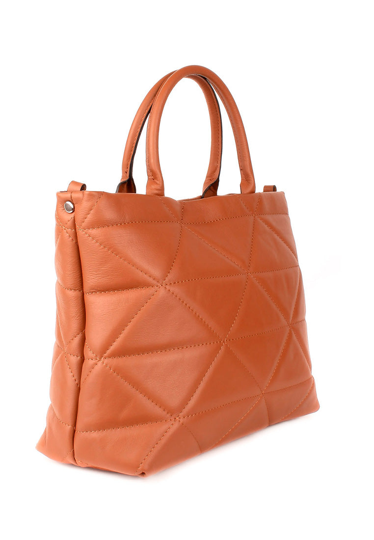 Bolso de mano de piel italiana Armonico Marrón