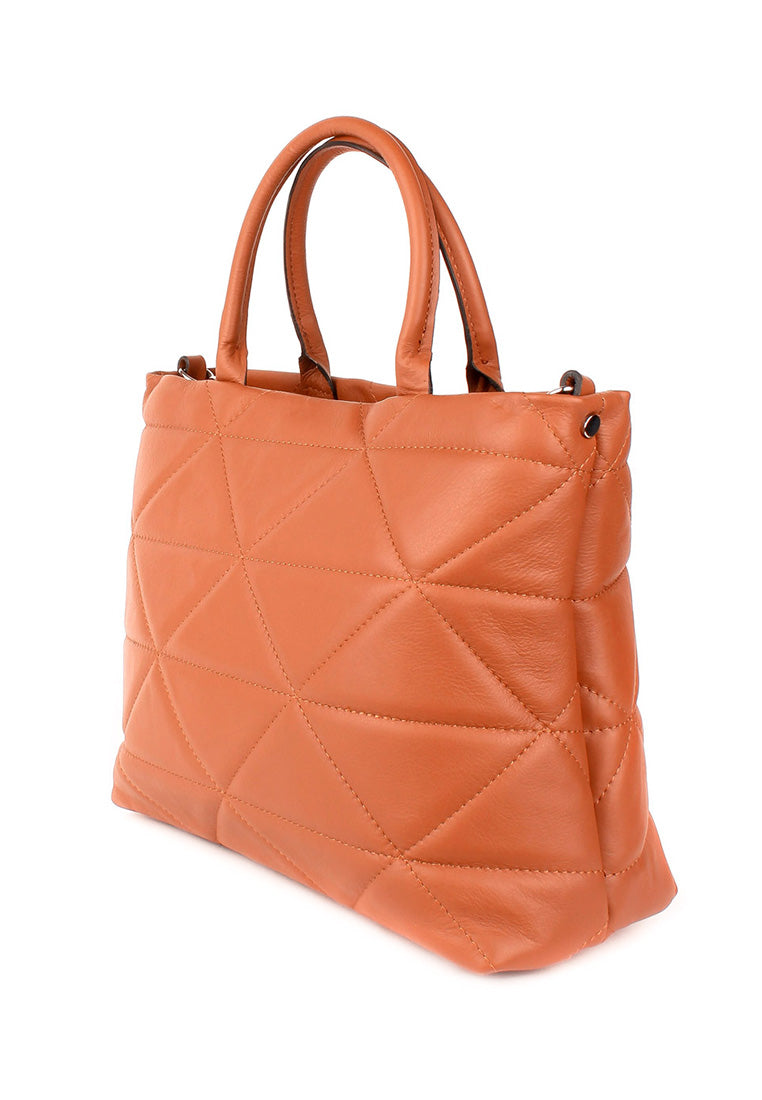 Bolso de mano de piel italiana Armonico Marrón