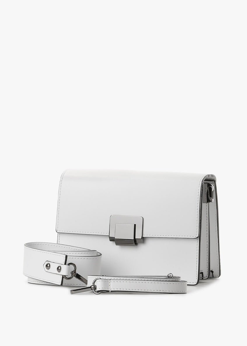 Bandolera de piel italiana Blanco 4701-16-31