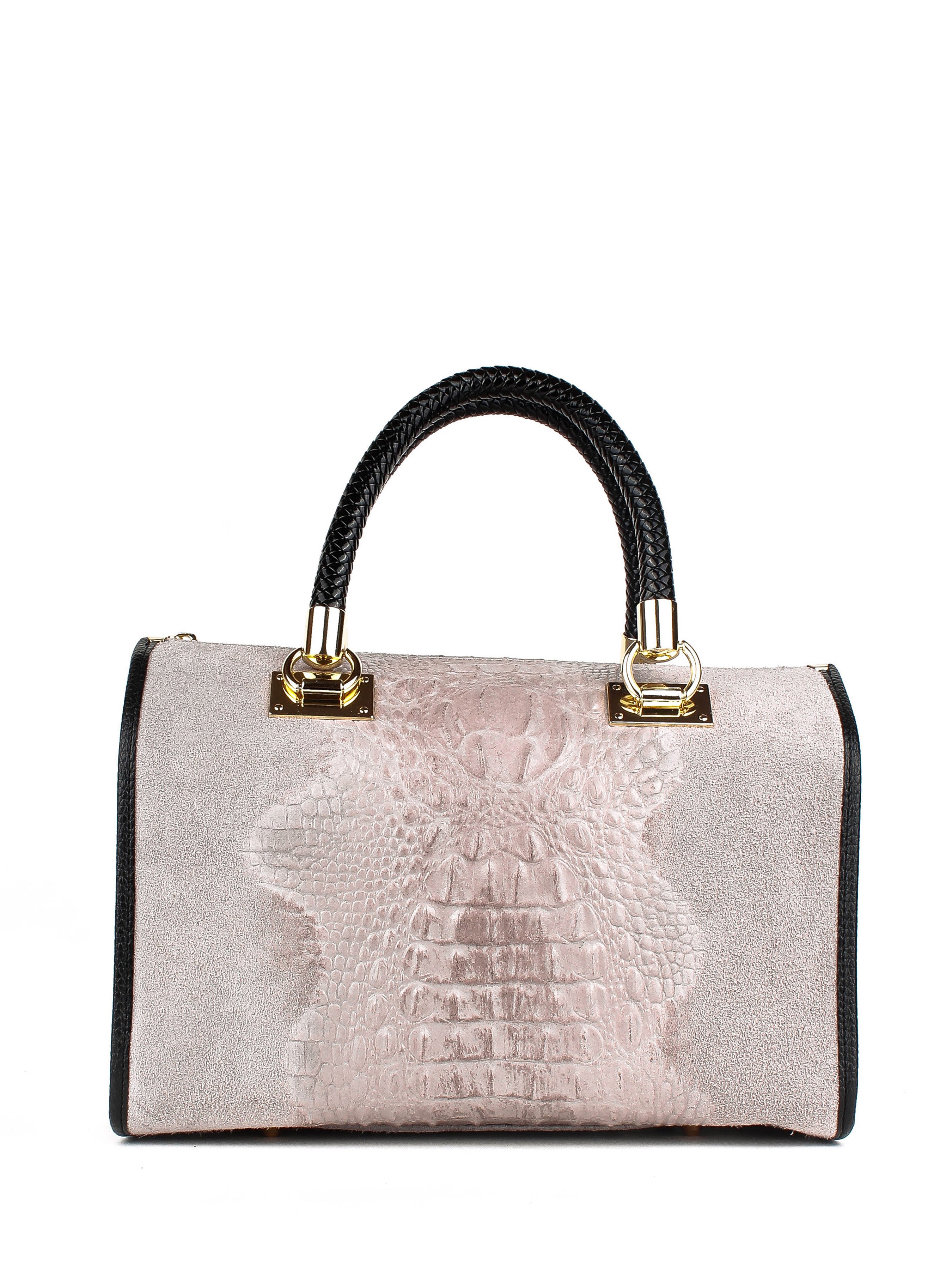 Bolso de mano de piel italiana Gris 7926-18-36