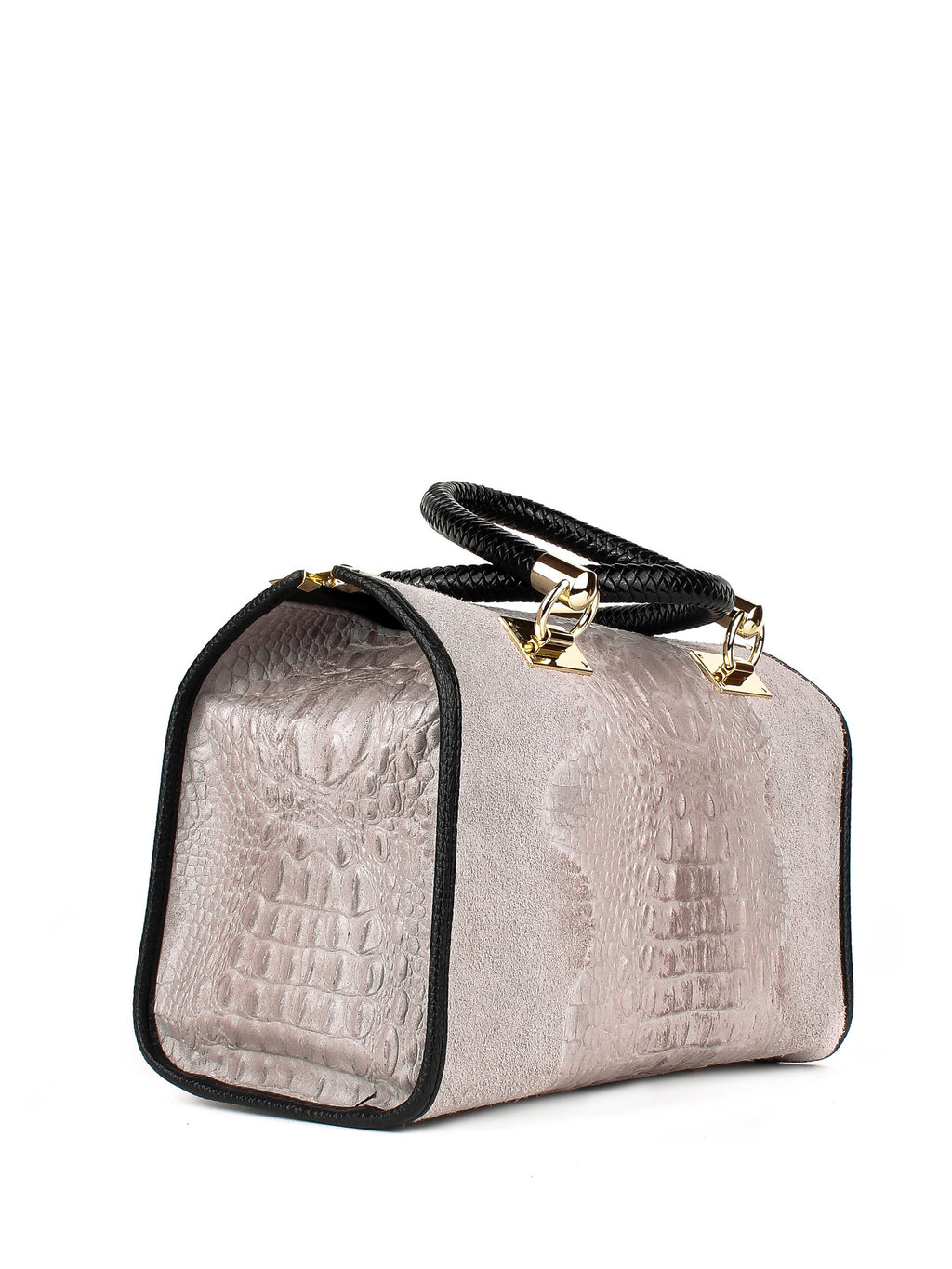 Bolso de mano de piel italiana Gris 7926-18-36