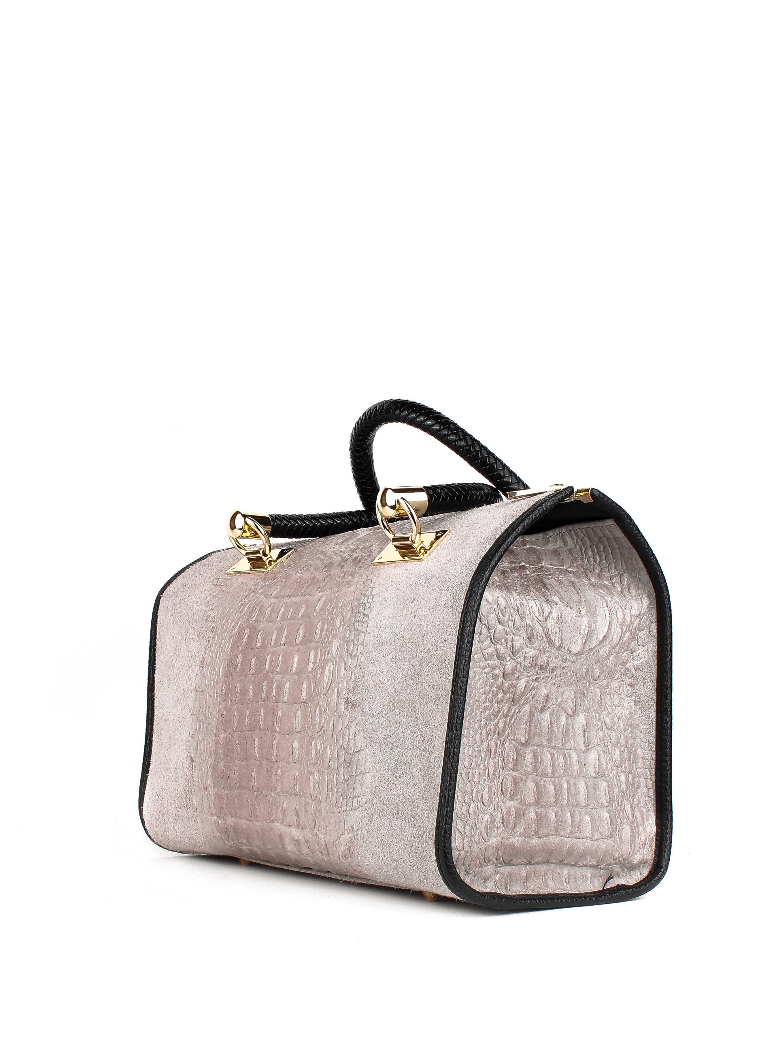 Bolso de mano de piel italiana Gris 7926-18-36