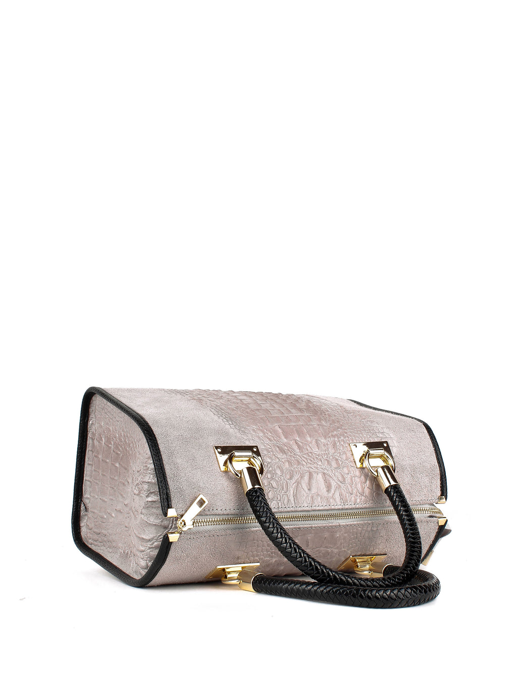 Bolso de mano de piel italiana Gris 7926-18-36