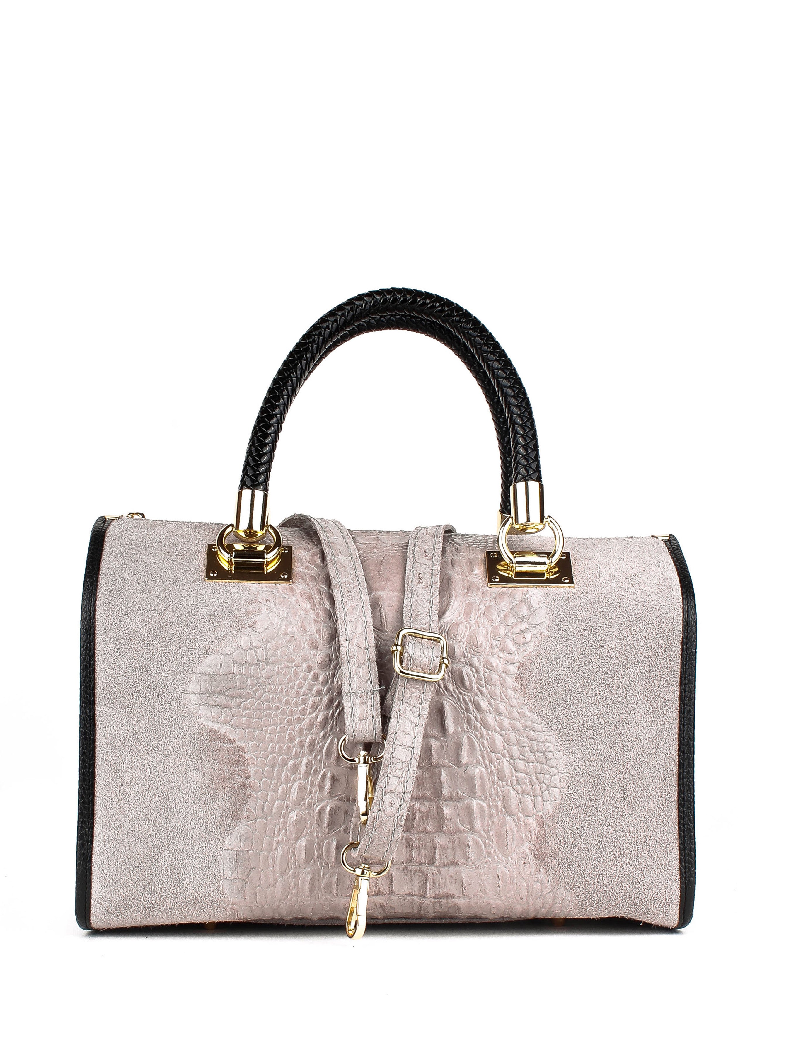 Bolso de mano de piel italiana Gris 7926-18-36