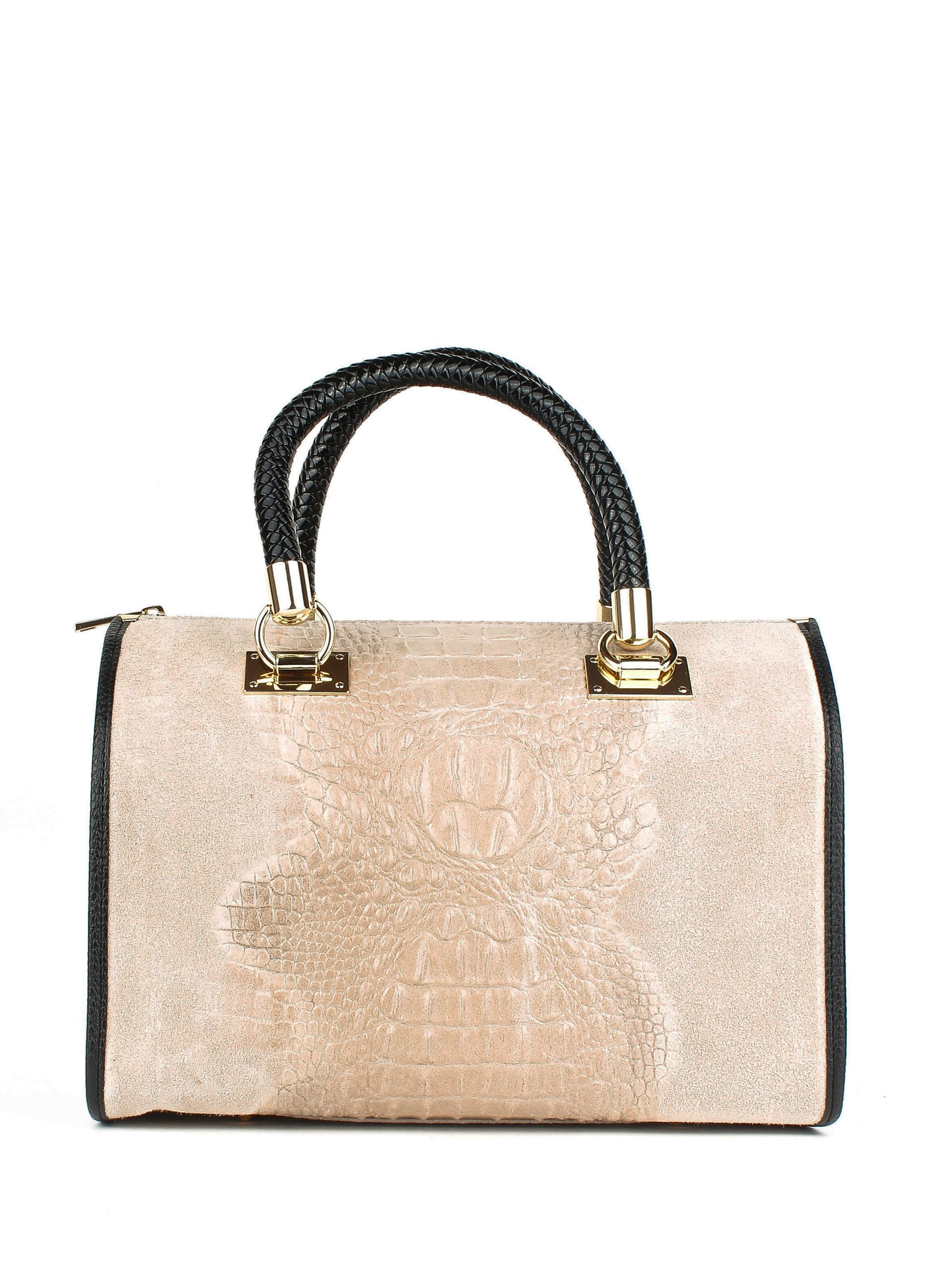 Bolso de mano de piel italiana Beige 7926-11-36