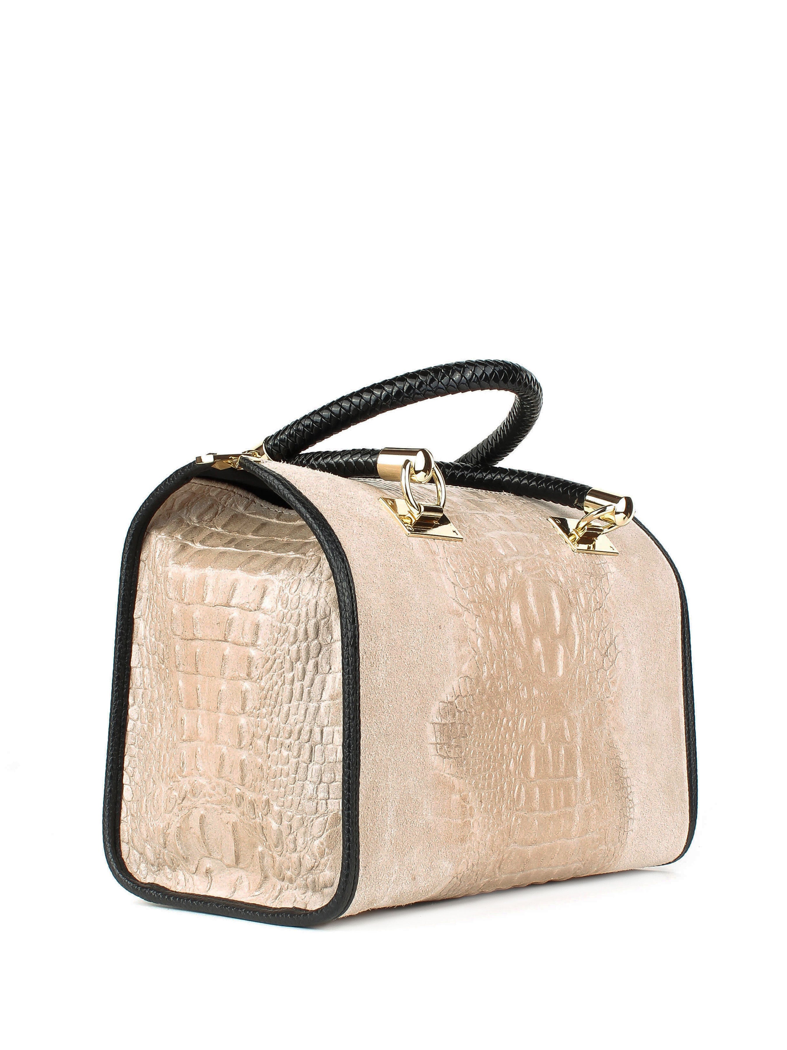 Bolso de mano de piel italiana Beige 7926-11-36