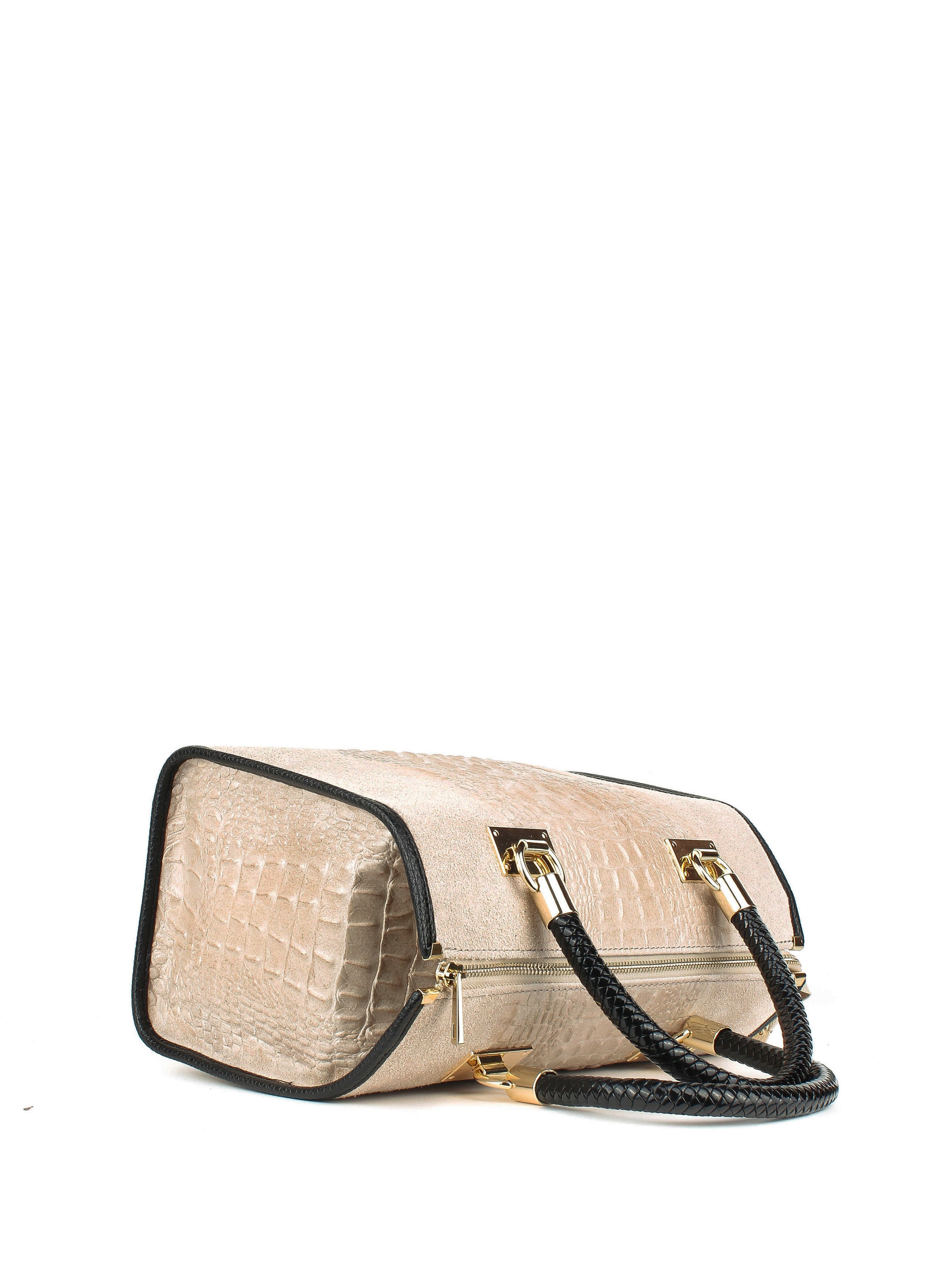 Bolso de mano de piel italiana Beige 7926-11-36