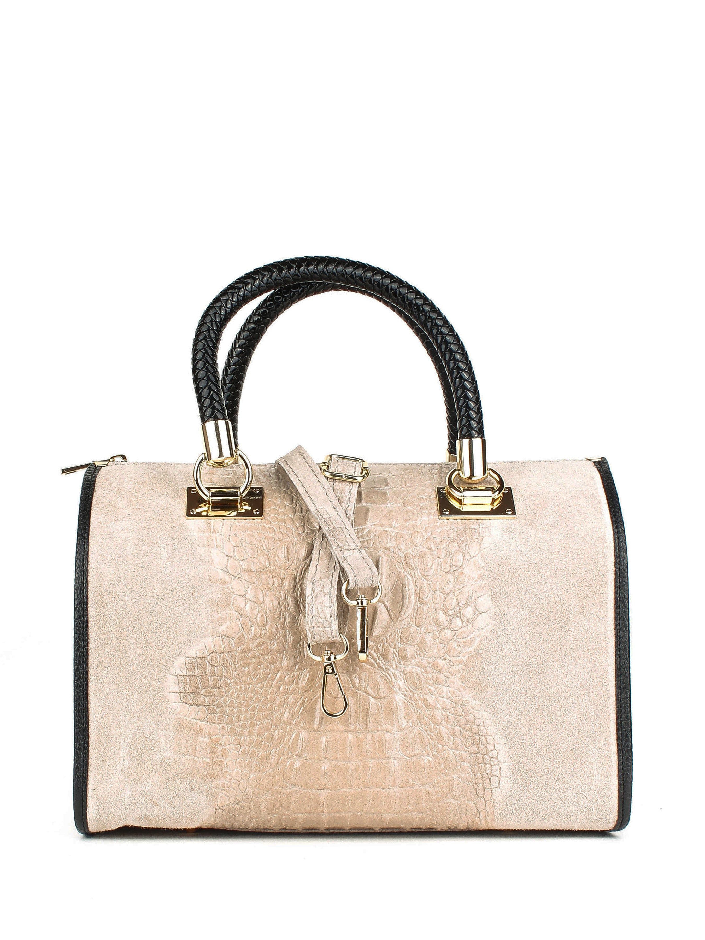 Bolso de mano de piel italiana Beige 7926-11-36