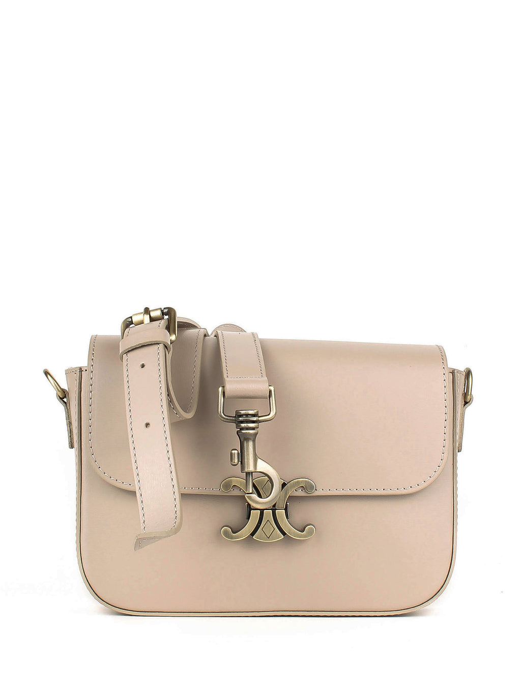 Bandolera de piel italiana Gris, Beige 4422-98-33