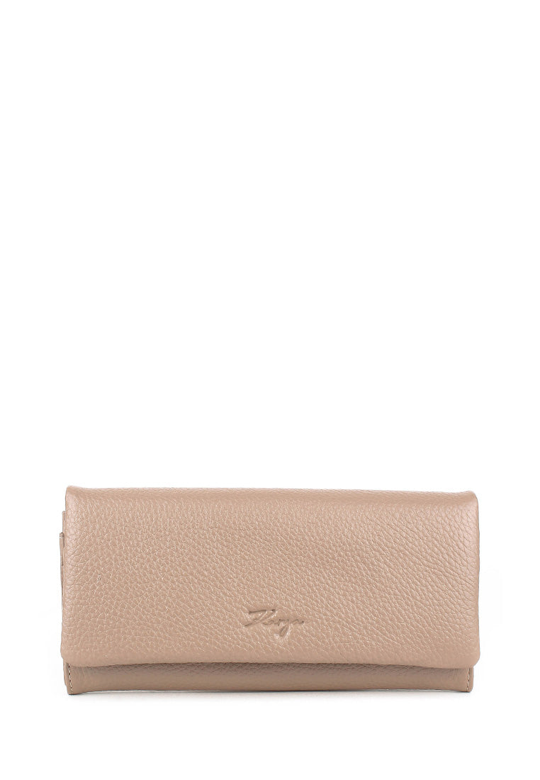 Cartera de piel italiana Beige 1159-50