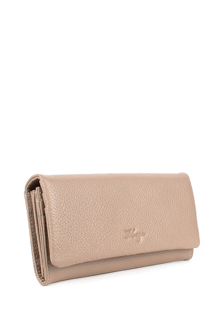 Cartera de piel italiana Beige 1159-50