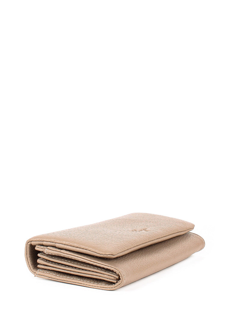 Cartera de piel italiana Beige 1159-50