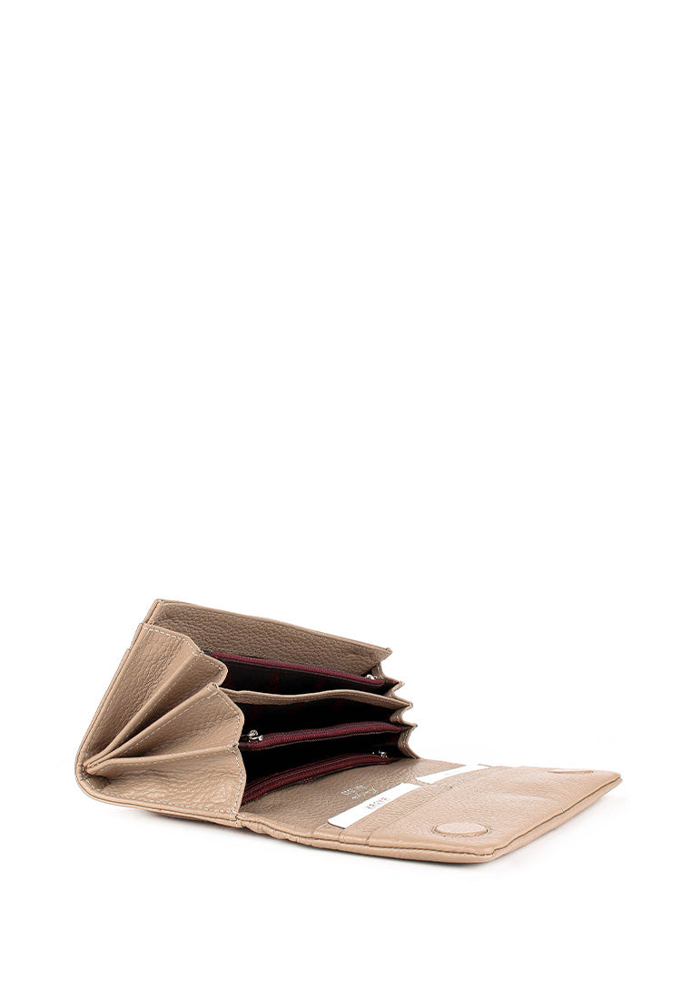 Cartera de piel italiana Beige 1159-50