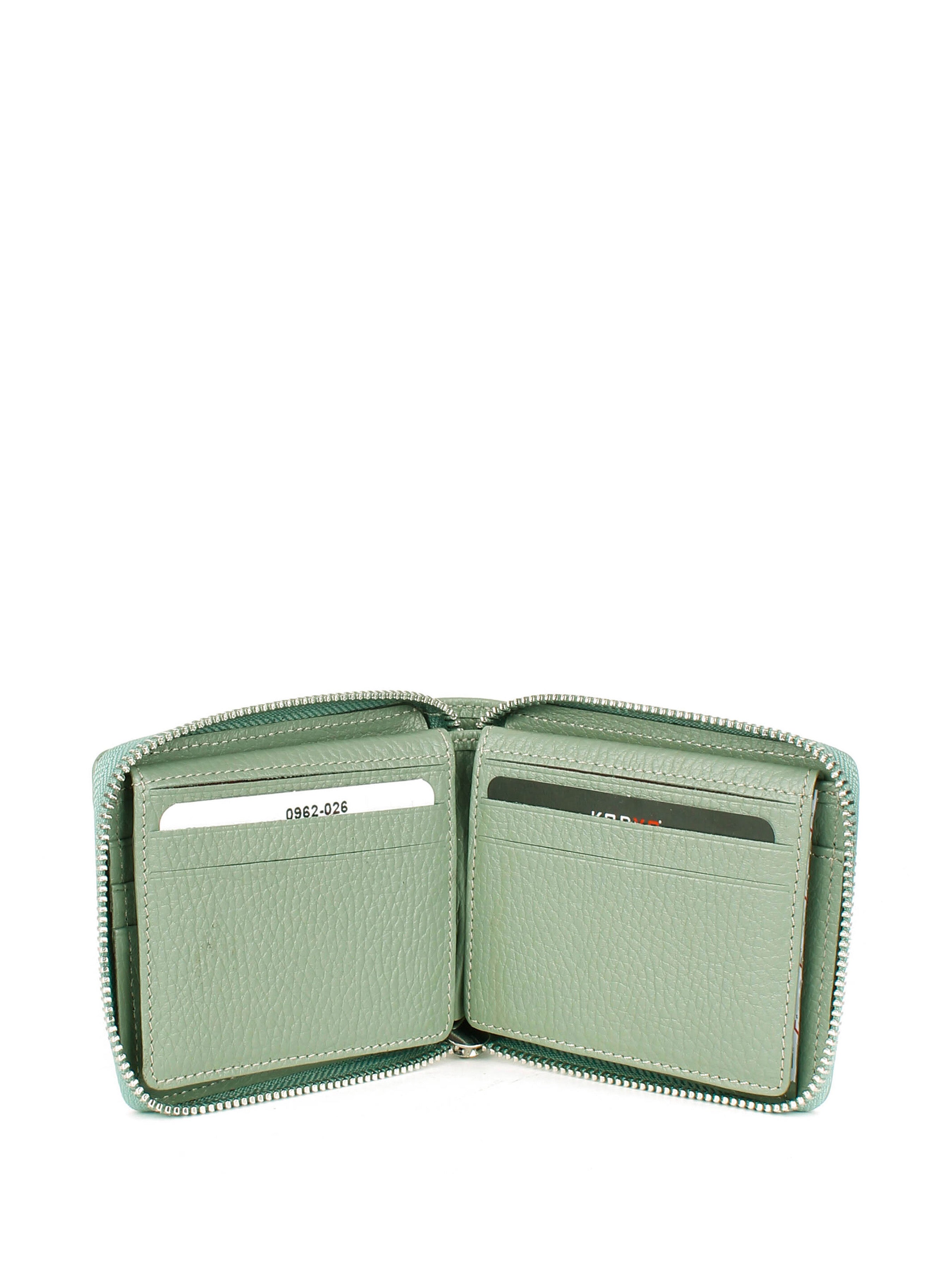 Cartera de piel italiana Verde 0962-026