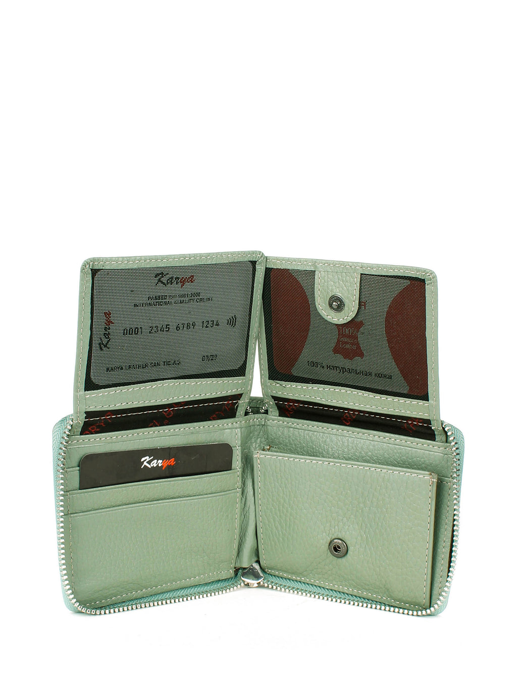 Cartera de piel italiana Verde 0962-026