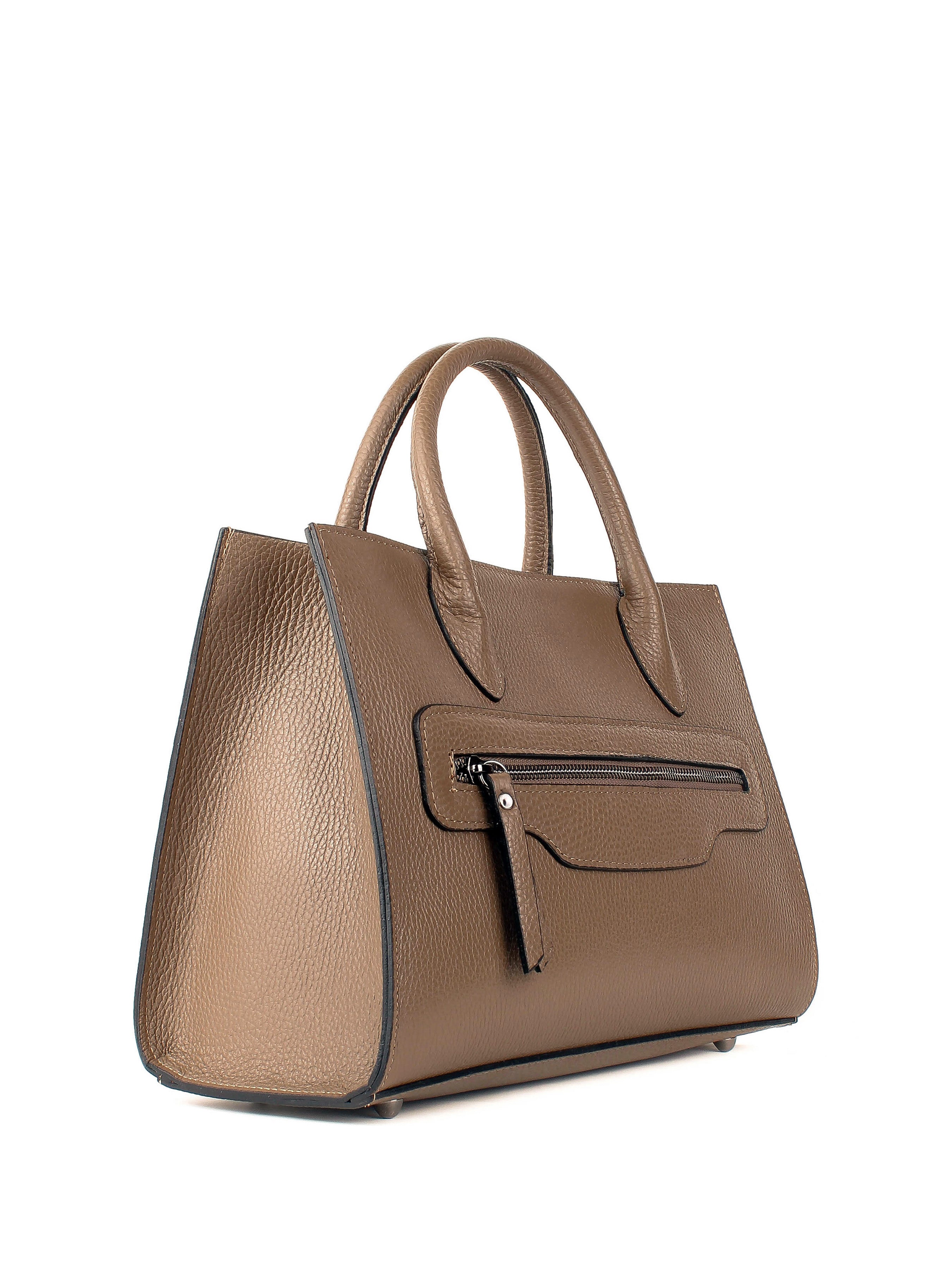 Bolso de mano de piel italiana Gris, Marrón 8230-104-32