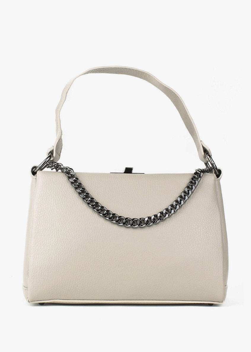 Bolso de hombro de piel italiana Beige 6336-11-32