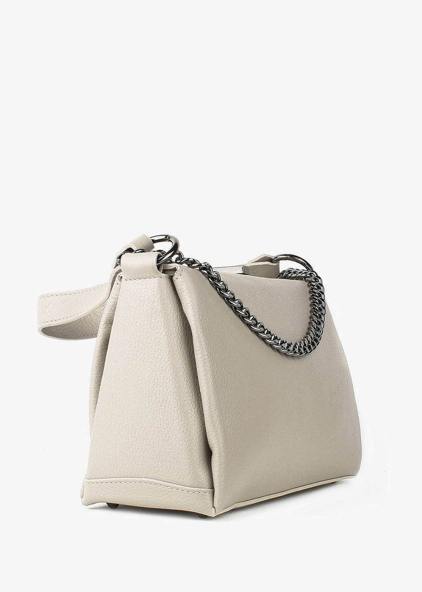 Bolso de hombro de piel italiana Beige 6336-11-32