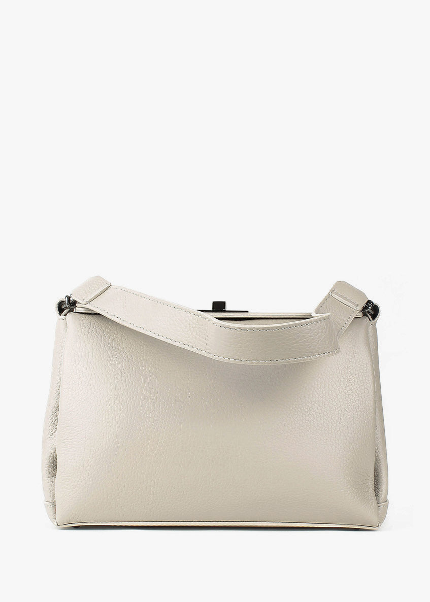 Bolso de hombro de piel italiana Beige 6336-11-32