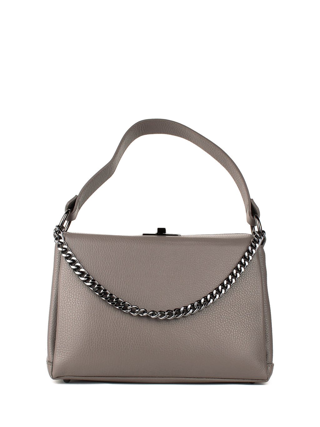 Bolso de hombro de piel italiana Gris, Beige 6336-98-32