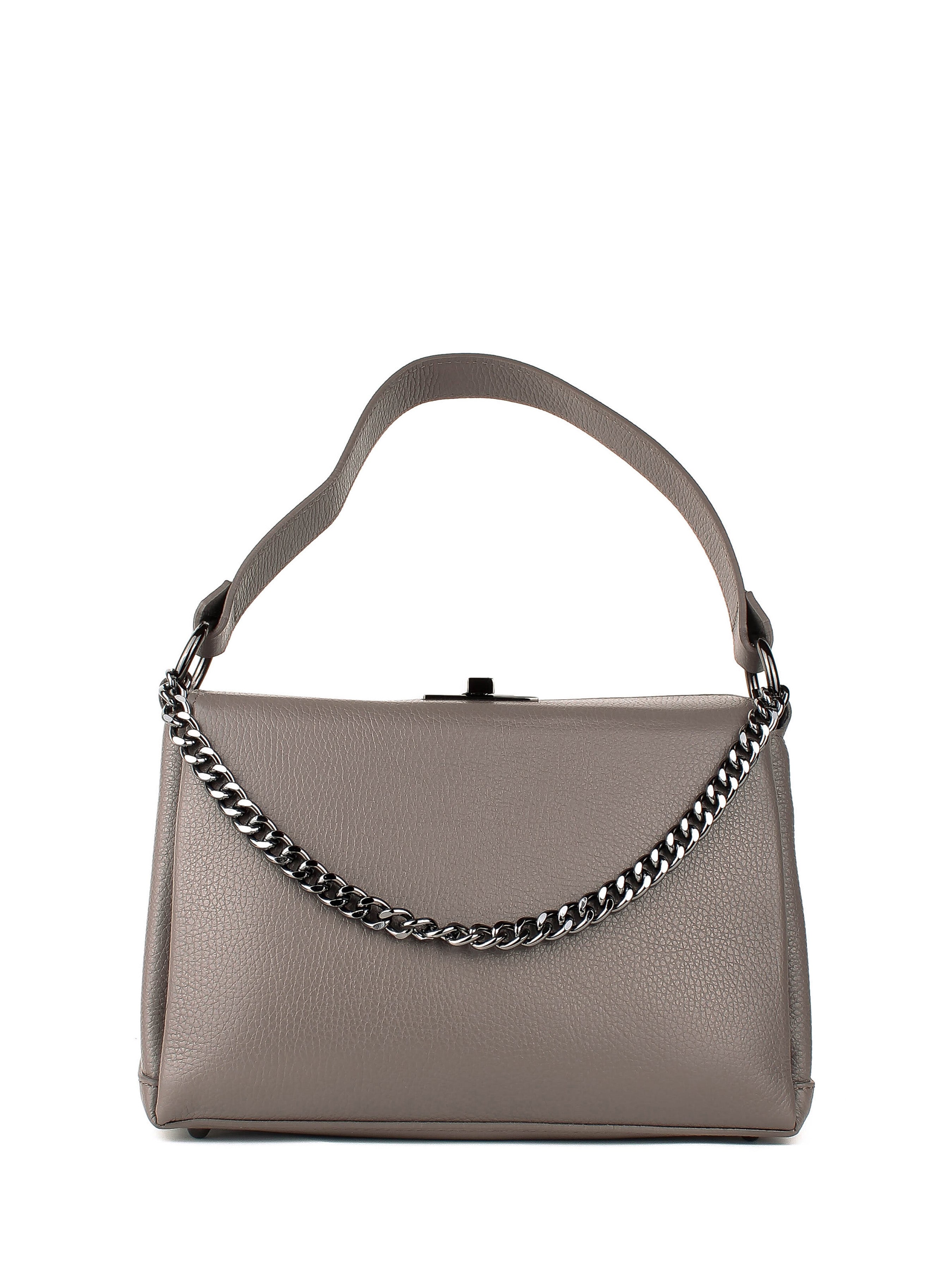 Bolso de hombro de piel italiana Gris, Beige 6336-98-32