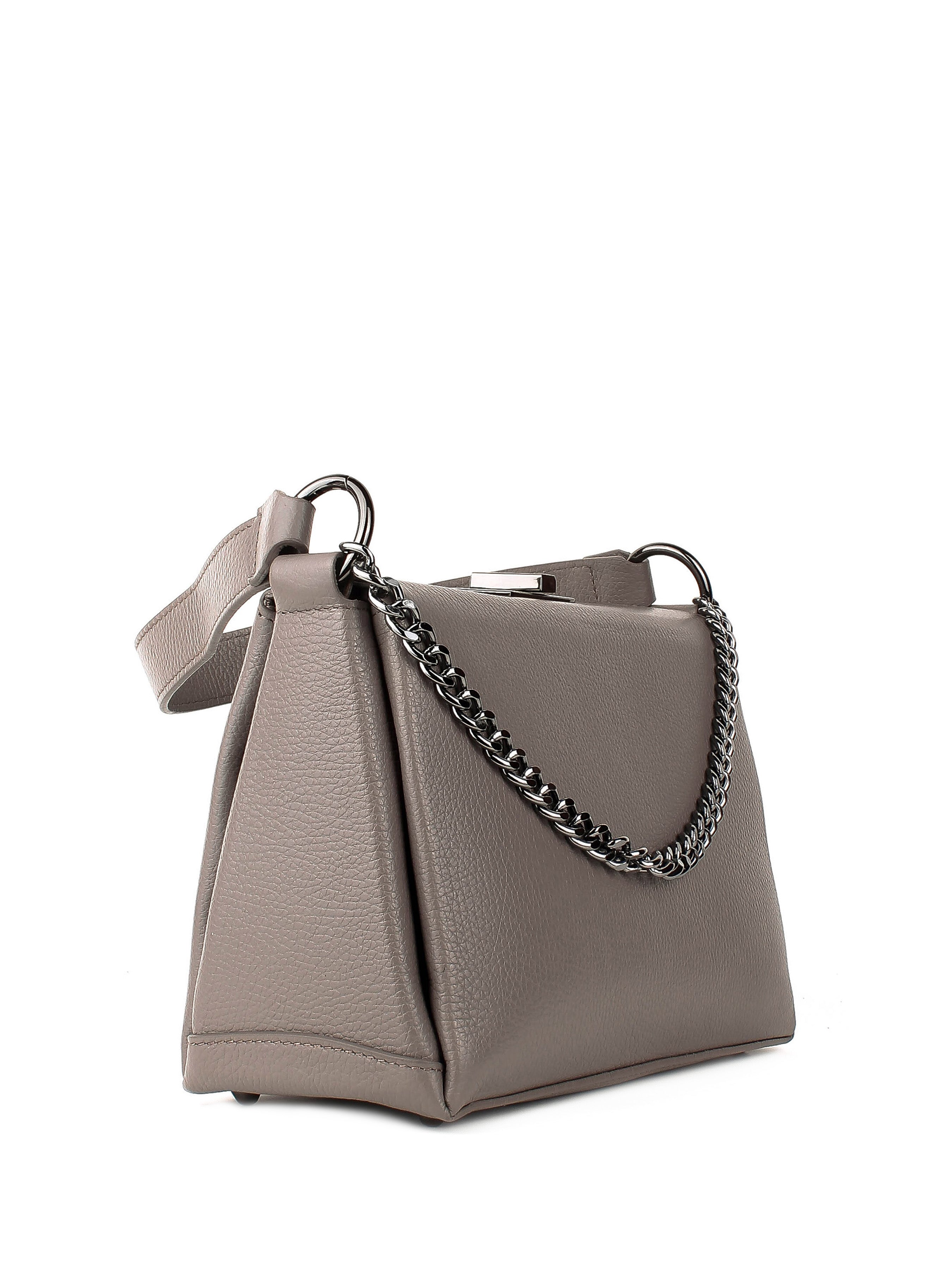 Bolso de hombro de piel italiana Gris, Beige 6336-98-32