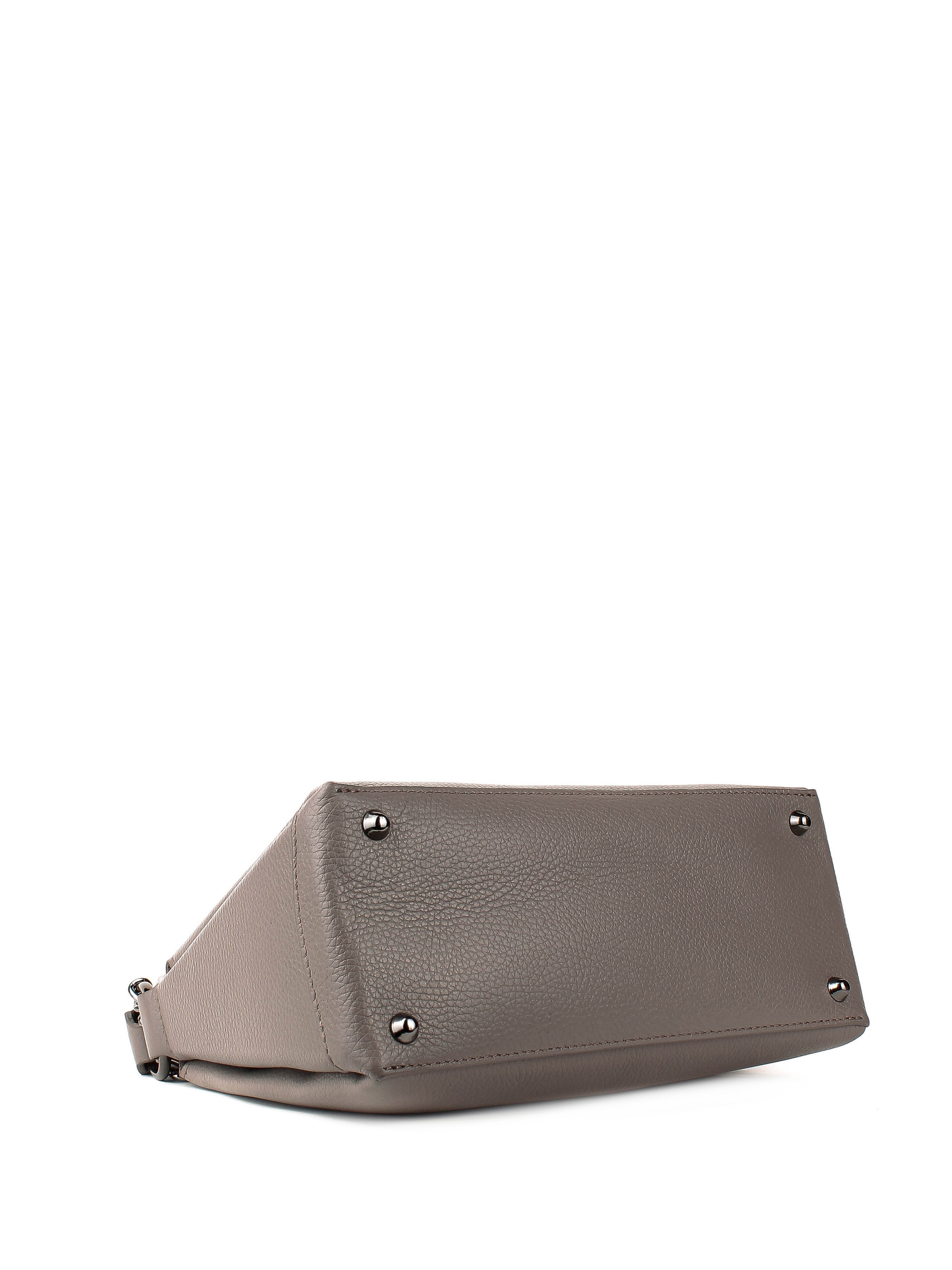 Bolso de hombro de piel italiana Gris, Beige 6336-98-32