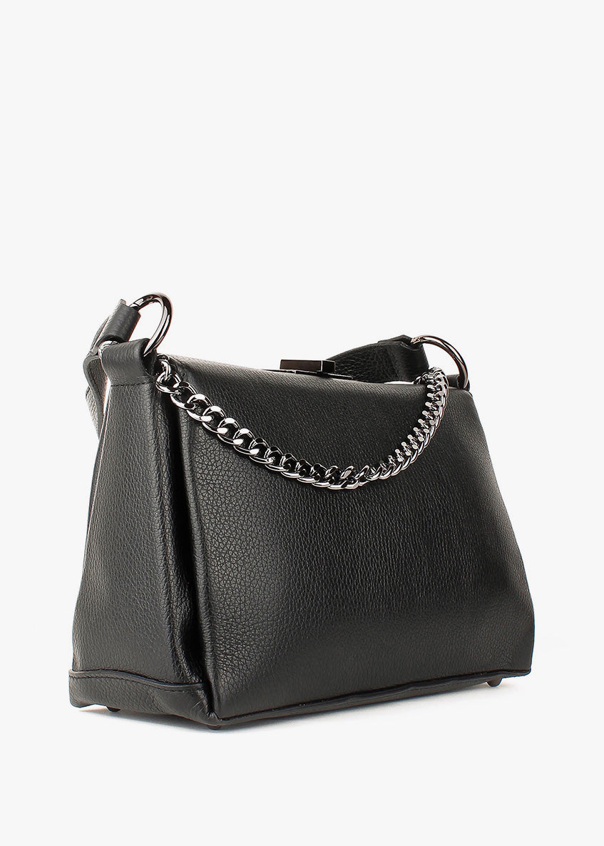 Bolso de hombro de piel italiana Negro 6336-05-32
