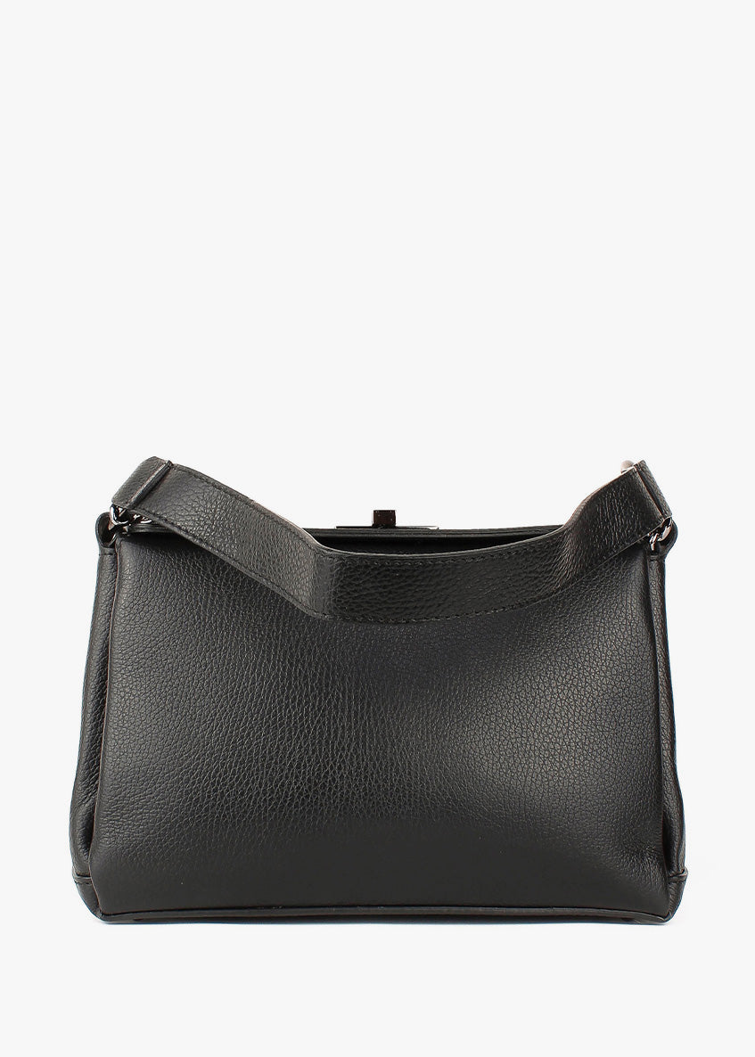 Bolso de hombro de piel italiana Negro 6336-05-32