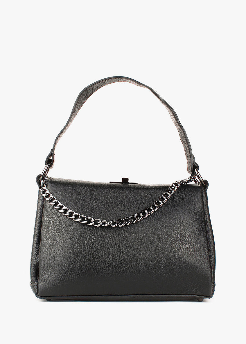 Bolso de hombro de piel italiana Negro 6336-05-32