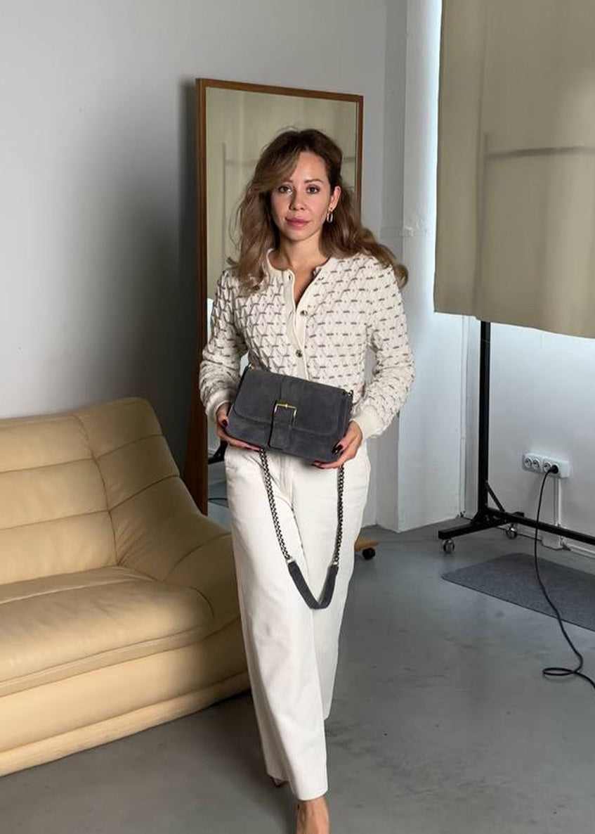 Bandolera de piel italiana Gris 5730-27-38