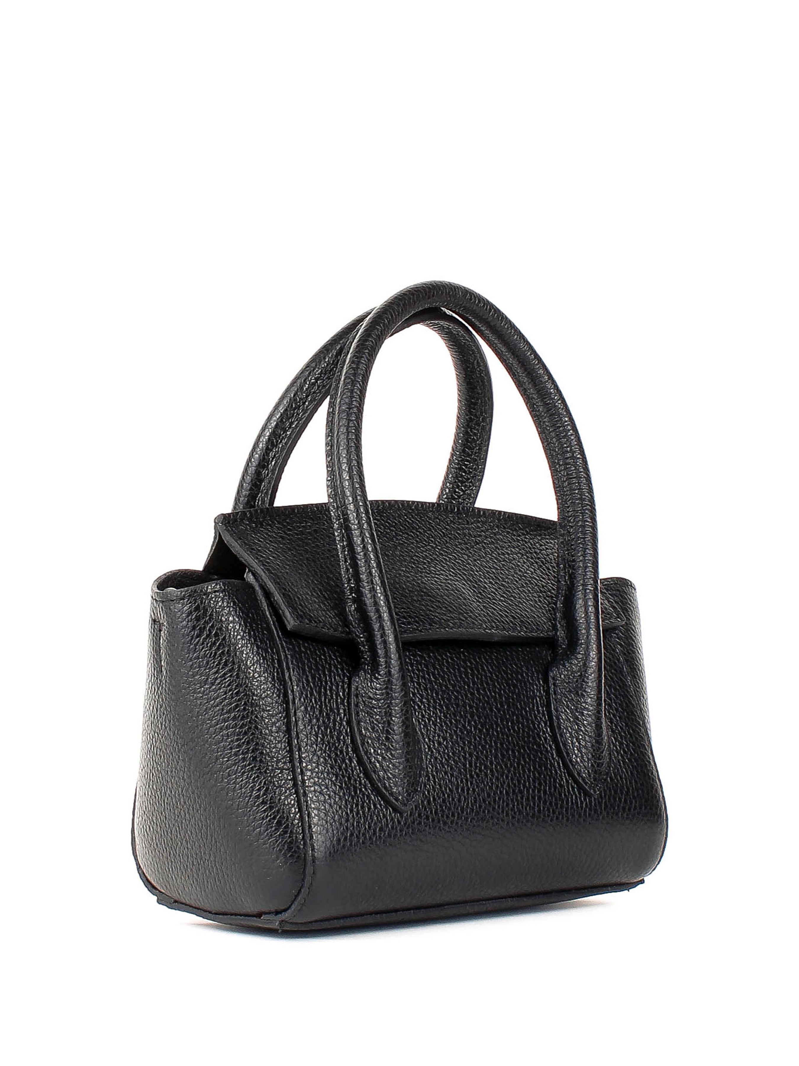 Bolso de mano de piel italiana Negro 3458-05-32