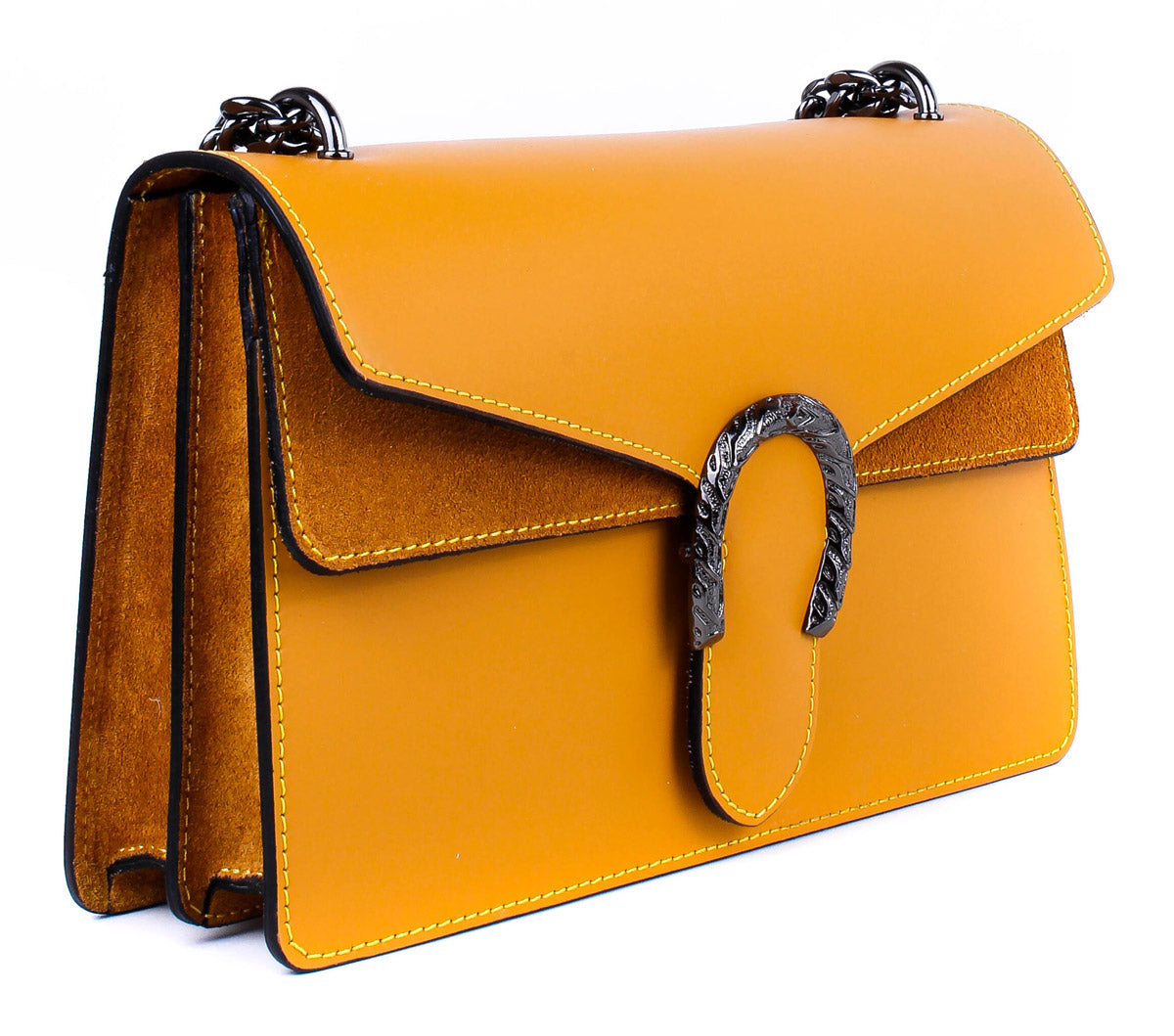 Bandolera de piel italiana Amarillo 9639-55-31